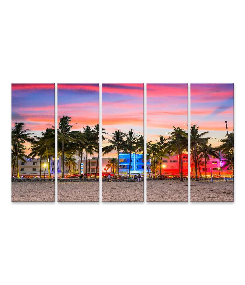 Islandburner Bild auf Leinwand Buntes Wandbild an der Ocean Drive in Miami, Florida, USA