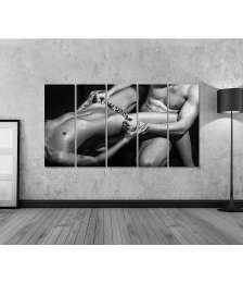 Bild auf Leinwand Leidenschaftliches, erotisches Paar-Bild für Schlafzimmer im Shades-Stil