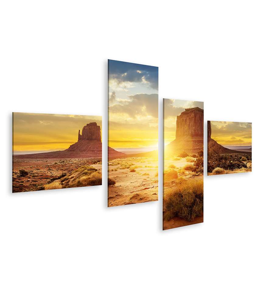 Islandburner Bild auf Leinwand Atemberaubender Sonnenuntergang bei den Sisters im Monument Valley, USA