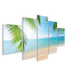 Bild auf Leinwand Urlaubsfeeling mit Palmen und tropischem Strand Wandbild