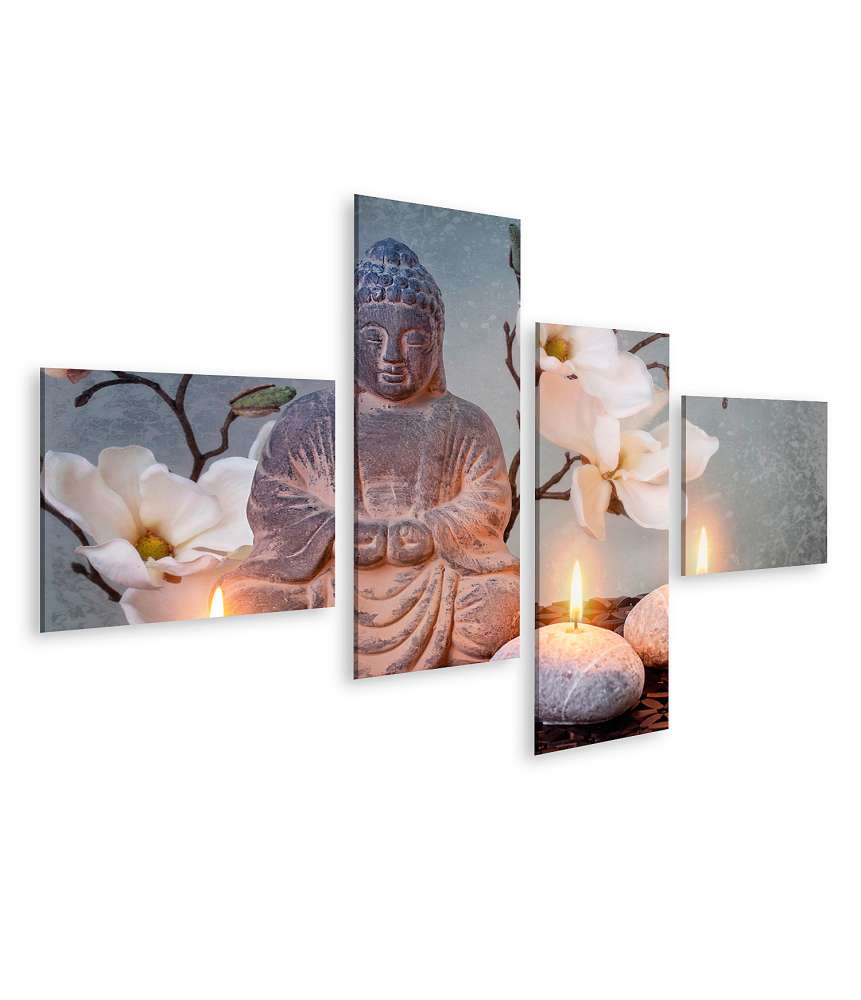 Islandburner Bild auf Leinwand Buddha in tiefer Meditation, symbolische Darstellung religiöser Konzepte