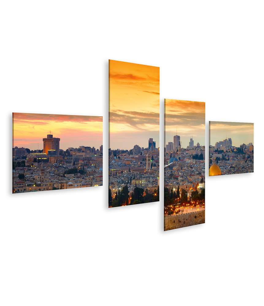 Islandburner Bild auf Leinwand Panorama-Wandbild der historischen Altstadt Jerusalems, Israel