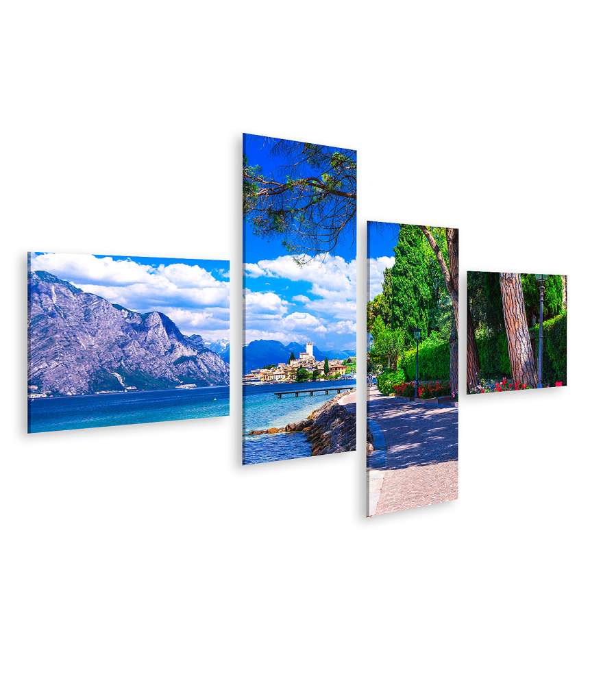 Islandburner Bild auf Leinwand Malcesine am Lago di Garda: Italienische Landschaft als Wandbild