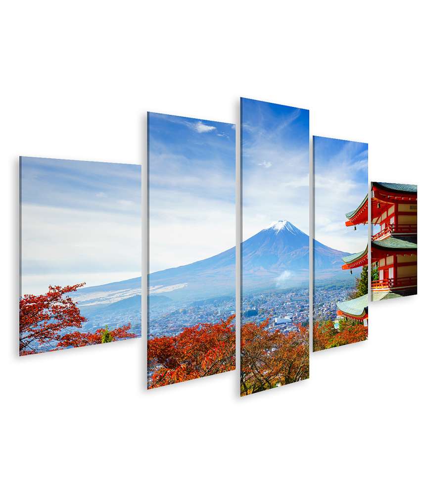 Islandburner Bild auf Leinwand Herbstlicher Blick auf Berg Fuji und Chureito Pagode, Fujiyoshida, Japan