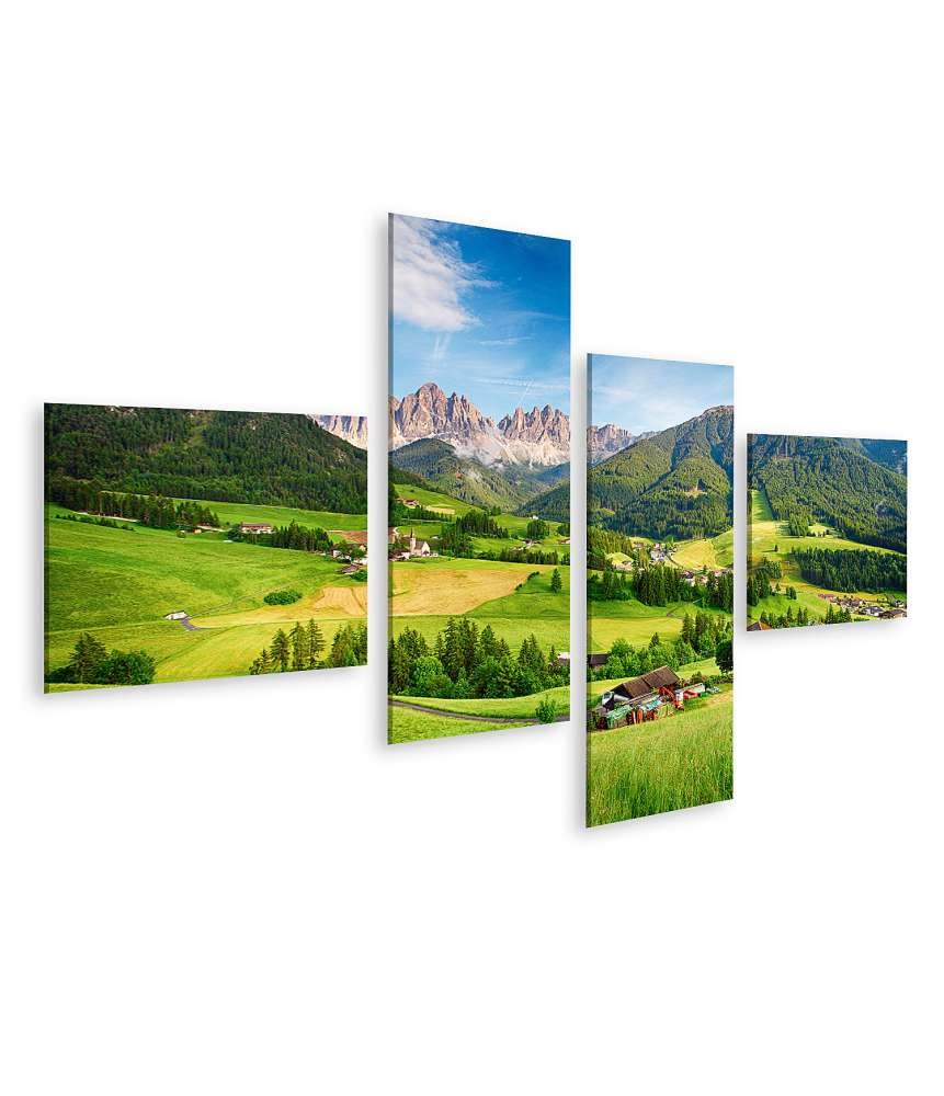 Islandburner Bild auf Leinwand Malerisches Wandbild der Dolomiten Alpen im Val Di Funes