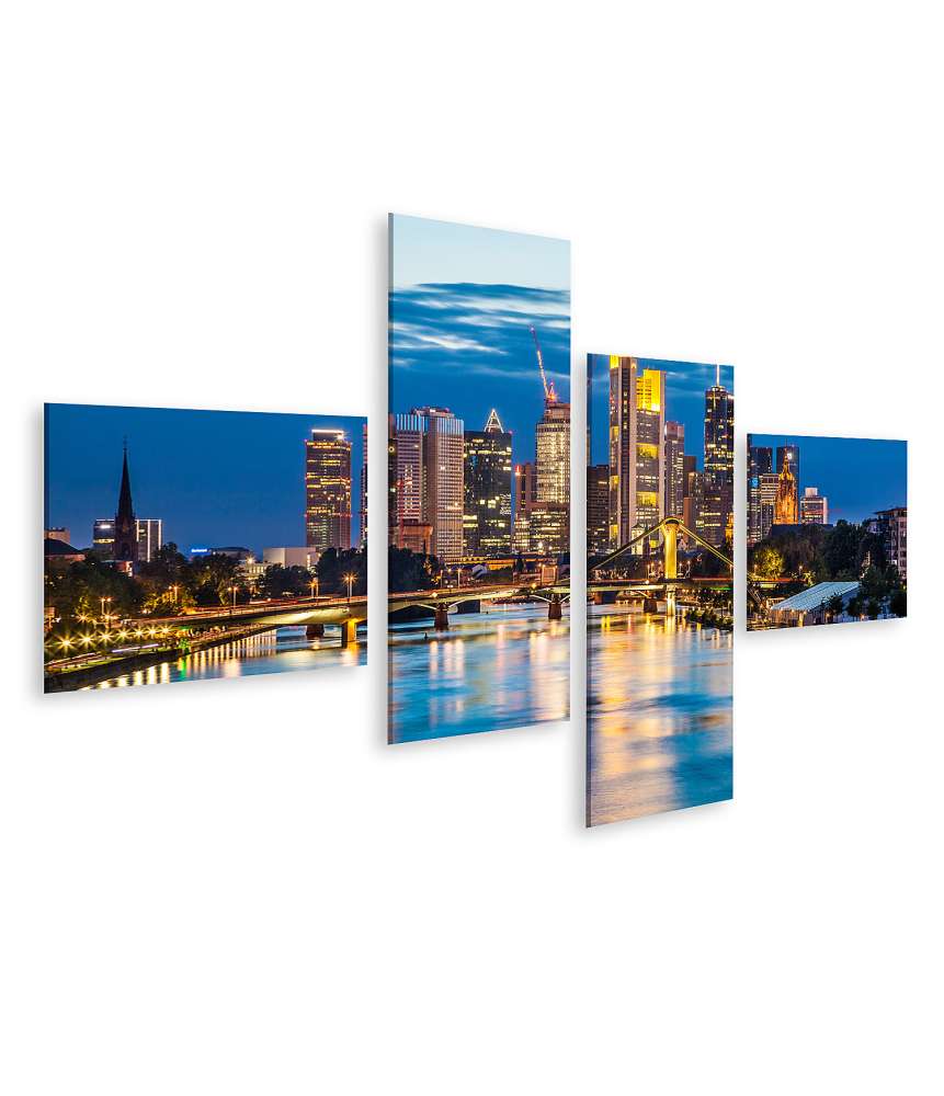 Islandburner Bild auf Leinwand Atemberaubende Wandbildansicht der Frankfurter Skyline in der Abenddämmerung