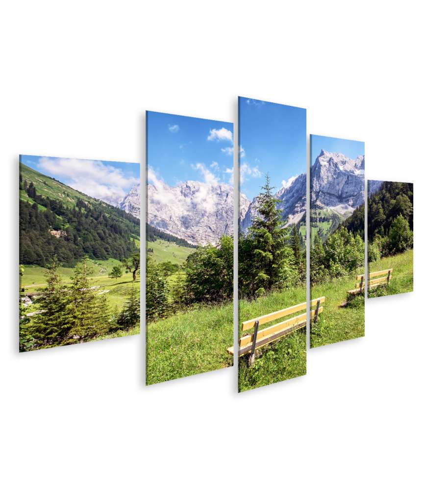 Islandburner Bild auf Leinwand Atemberaubendes Wandbild des Karwendelgebirges in den österreichischen Alpen