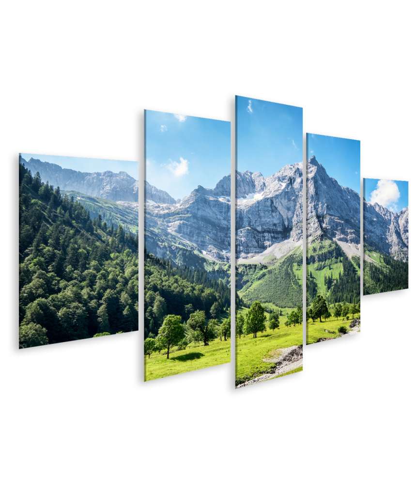 Islandburner Bild auf Leinwand Malerei des majestätischen Karwendelgebirges in den österreichischen Alpen