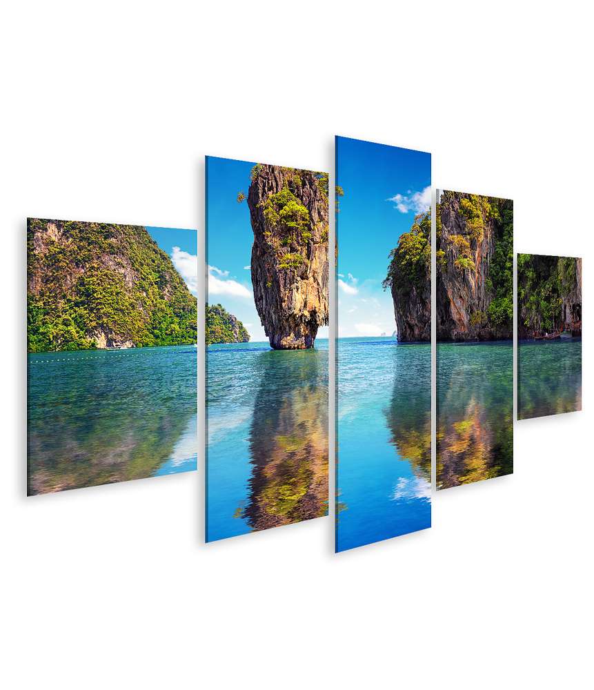 Islandburner Bild auf Leinwand Atemberaubendes Wandbild des Meeres und der Berge, James-Bond-Insel, Thailand