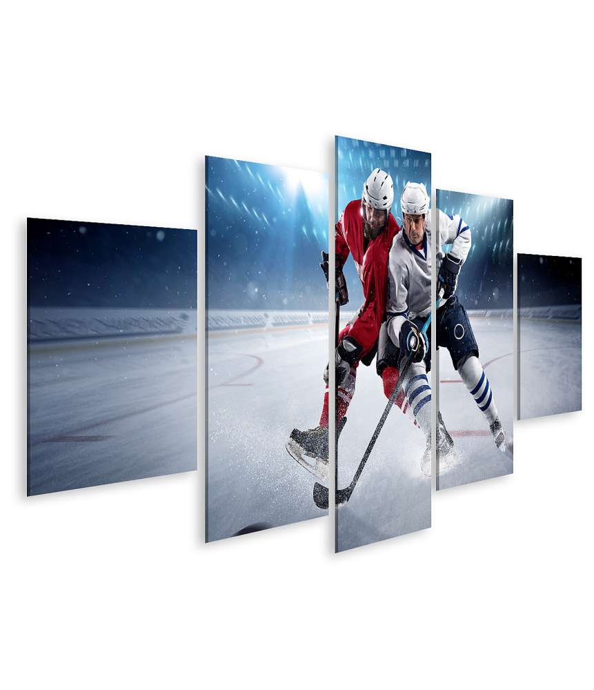 Islandburner Bild auf Leinwand Eishockeyspieler in Aktion mit Puck auf Wandbild