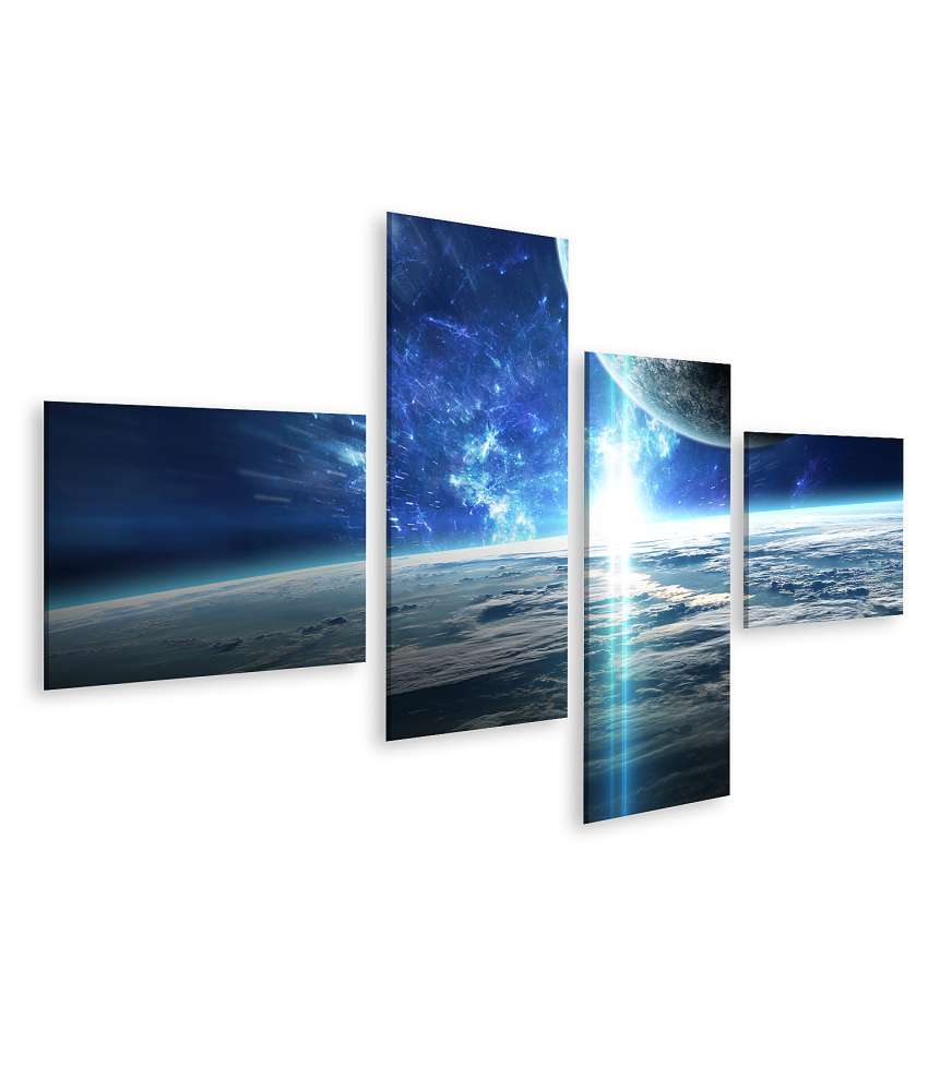 Islandburner Bild auf Leinwand Galaktisches Wandbild mit Planeten, Sternen und Universumsszene