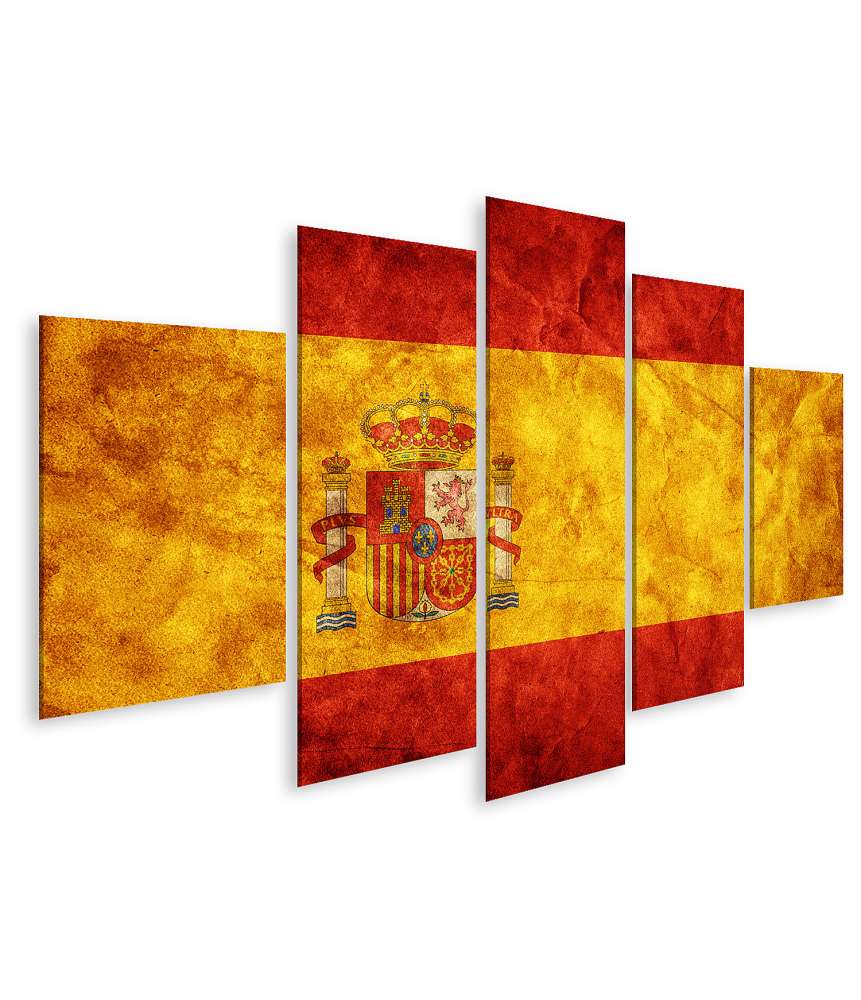 Islandburner Bild auf Leinwand Retro-Stil Wandbild der spanischen Flagge im Vintage-Look