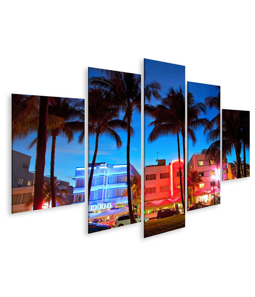 Islandburner Bild auf Leinwand Sonnenuntergang in Miami Beach: Hotels, Restaurants und Nachtleben an der Ocean Drive