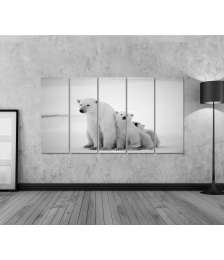 Bild auf Leinwand Eisbär-Mutter mit Jungen in der eisigen Arktis - Polarbär Wandbild