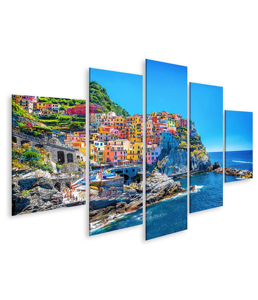 Islandburner Bild auf Leinwand Traditionelle italienische Küstenstadt Cinque Terre als Wandbild