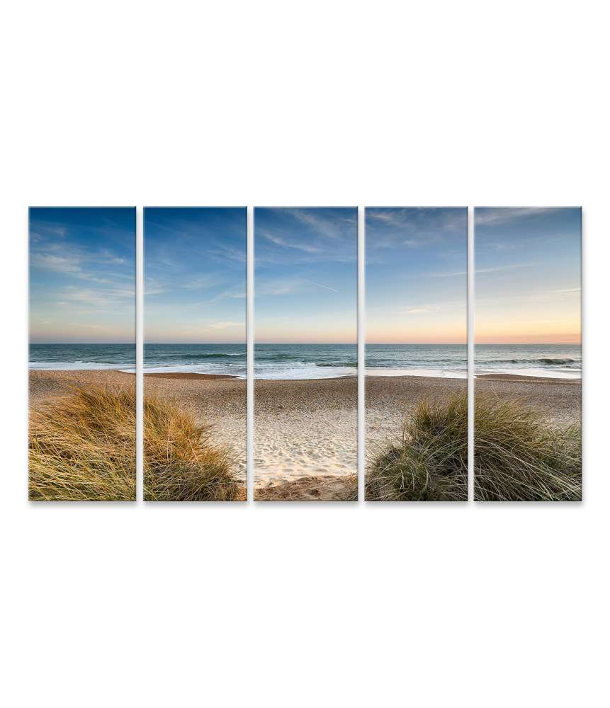 Islandburner Bild auf Leinwand Stimmungsvolles Wandbild 'Weg zum Meer' - Strand nahe Christchurch