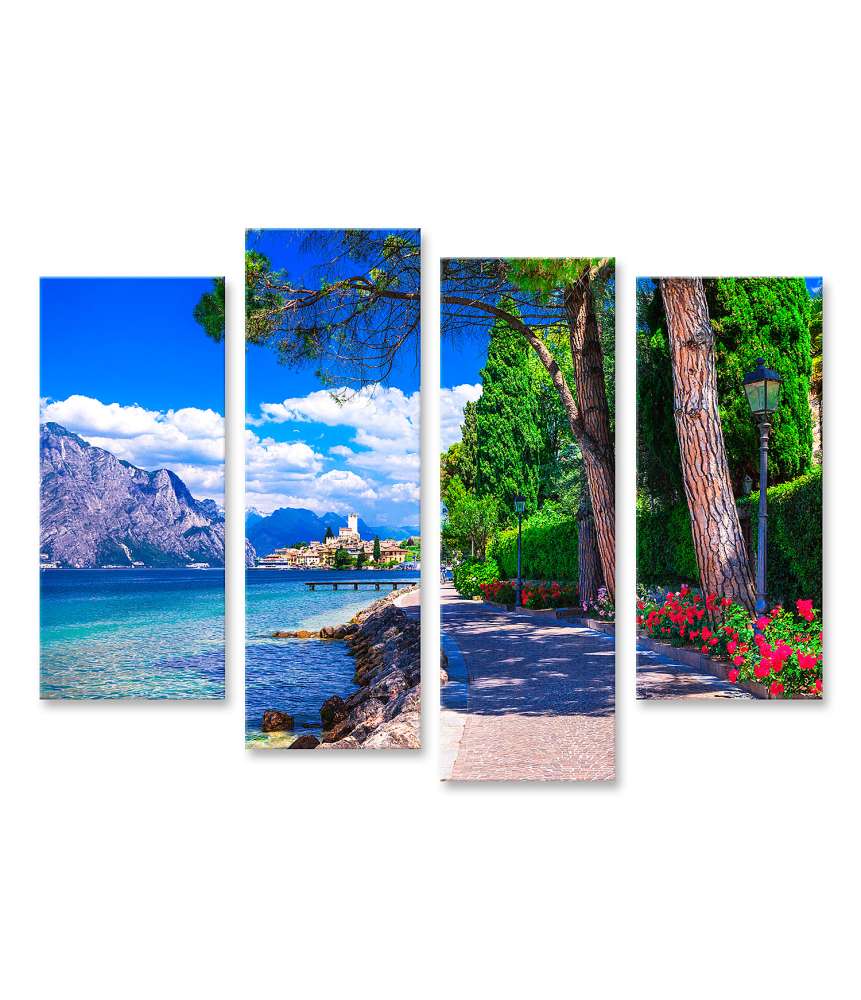 Islandburner Bild auf Leinwand Malcesine am Lago di Garda: Italienische Landschaft als Wandbild