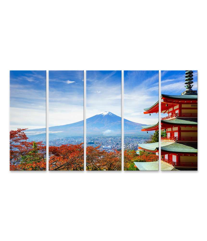 Islandburner Bild auf Leinwand Herbstlicher Blick auf Berg Fuji und Chureito Pagode, Fujiyoshida, Japan