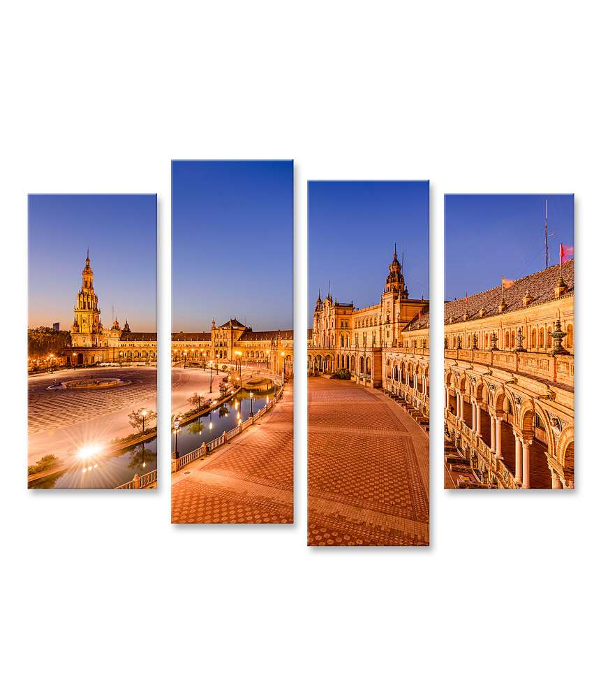 Islandburner Bild auf Leinwand Spanisches Wandbild am Plaza De Espana in Sevilla, Spanien