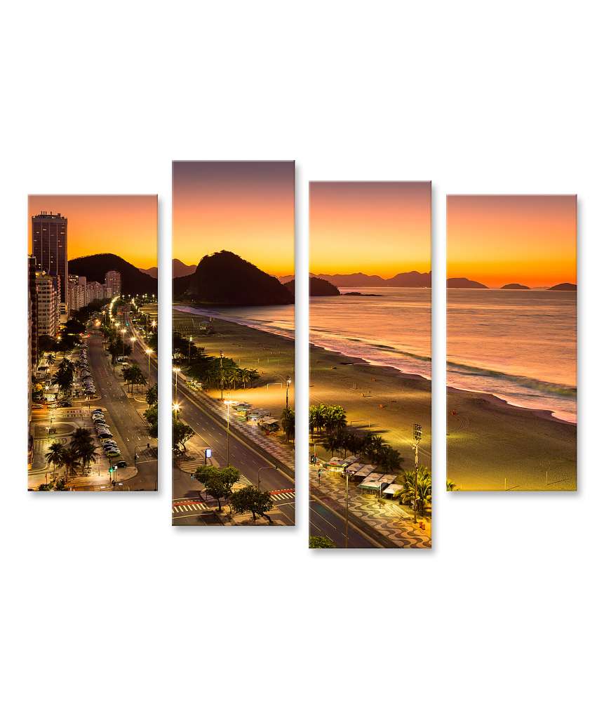 Islandburner Bild auf Leinwand Morgendämmerung am Copacabana Strand in Rio De Janeiro, Brasilien