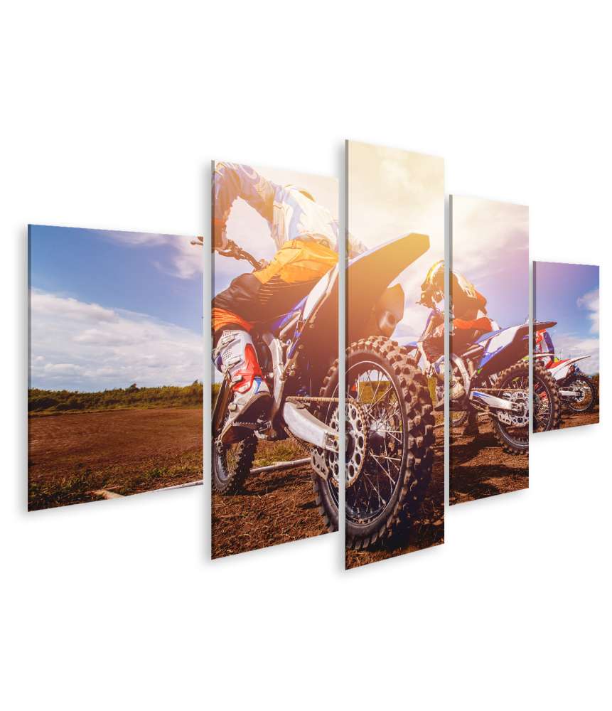 Islandburner Bild auf Leinwand Motocross-Team Wandbild für Jungenzimmer, ideal für Dirt-Bike-Hobbyisten