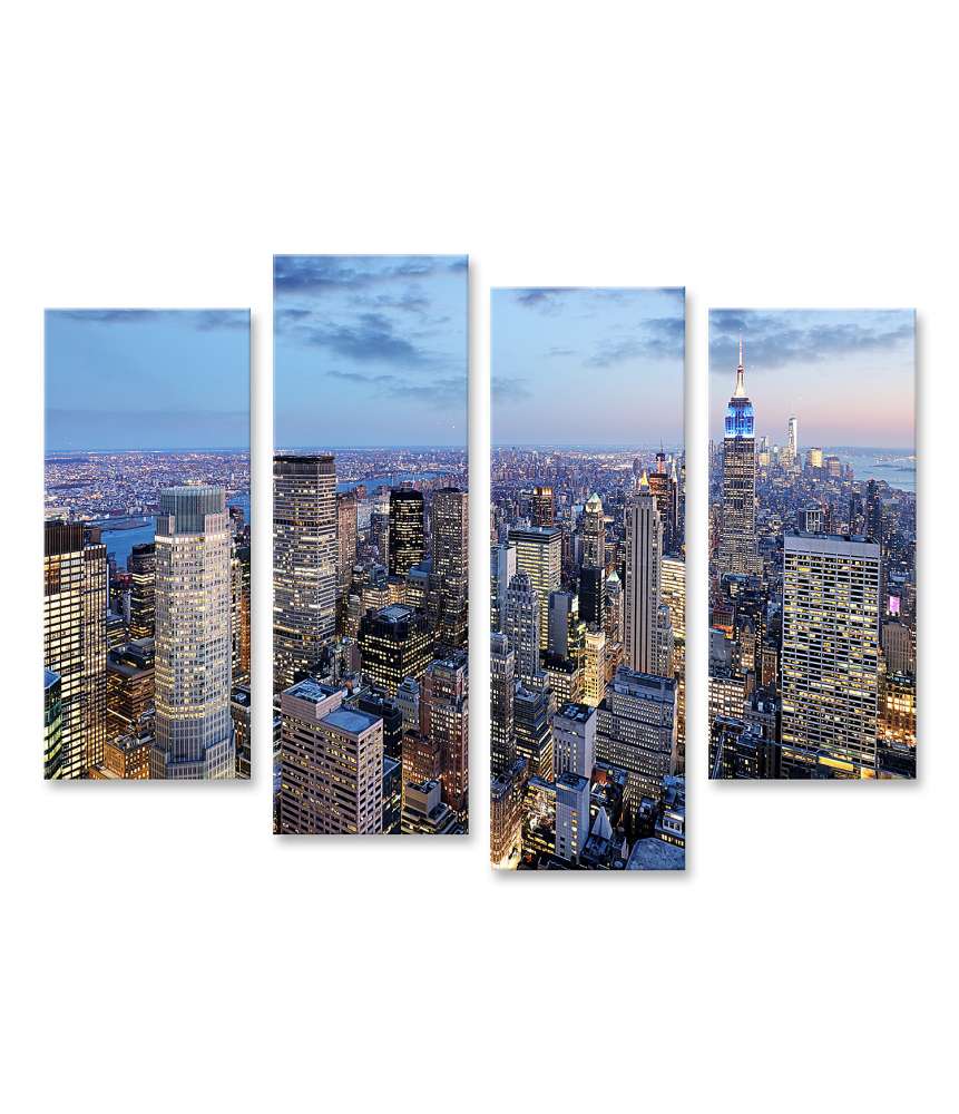 Islandburner Bild auf Leinwand Manhattan Skyline bei Nacht, New York City, USA Wandbild