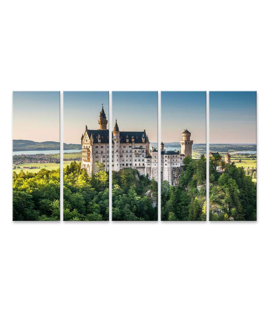 Islandburner Bild auf Leinwand Majestätisches Wandbild von Schloss Neuschwanstein, Bayern, Deutschland