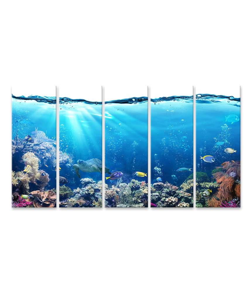 Islandburner Bild auf Leinwand Unterwasser-Aquariumhintergrund mit Korallenriff und tropischen Fischen