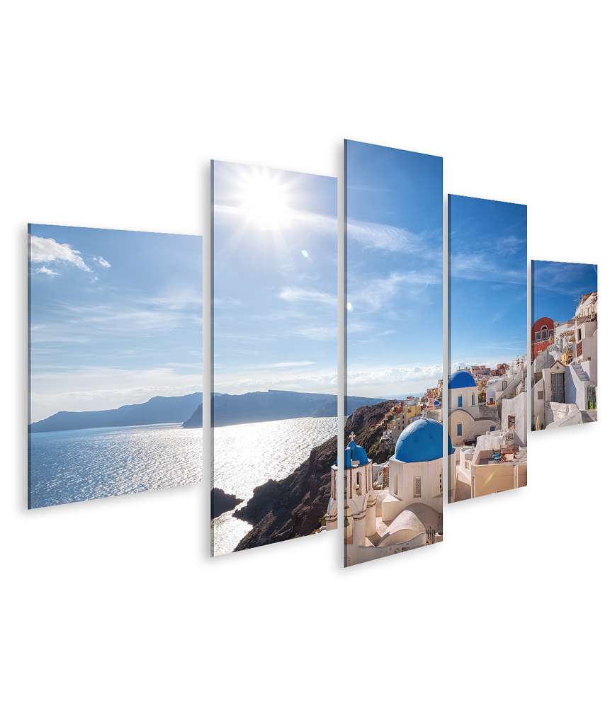 Islandburner Bild auf Leinwand Pittoreskes Wandbild des Oia Dorfes auf Santorini, Griechenland