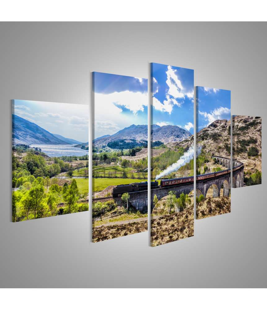 Islandburner Bild auf Leinwand Beeindruckendes Wandbild des Glenfinnan Eisenbahnviadukts in Schottland