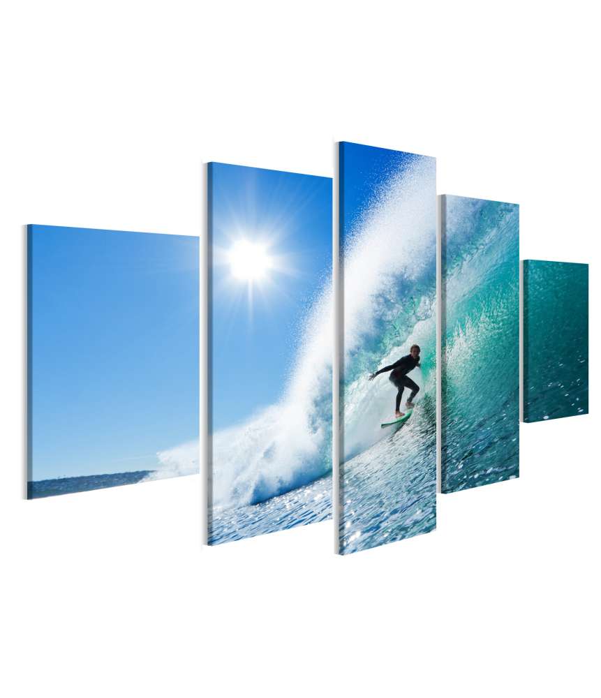 Islandburner Bild auf Leinwand Surfer Riding a Majestic Blue Ocean Wave