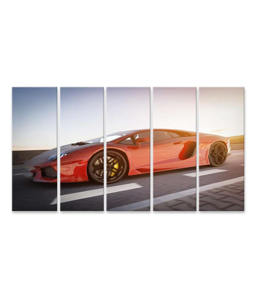 Islandburner Bild auf Leinwand Rot-metallic Ferrari Sportwagen Wandbild