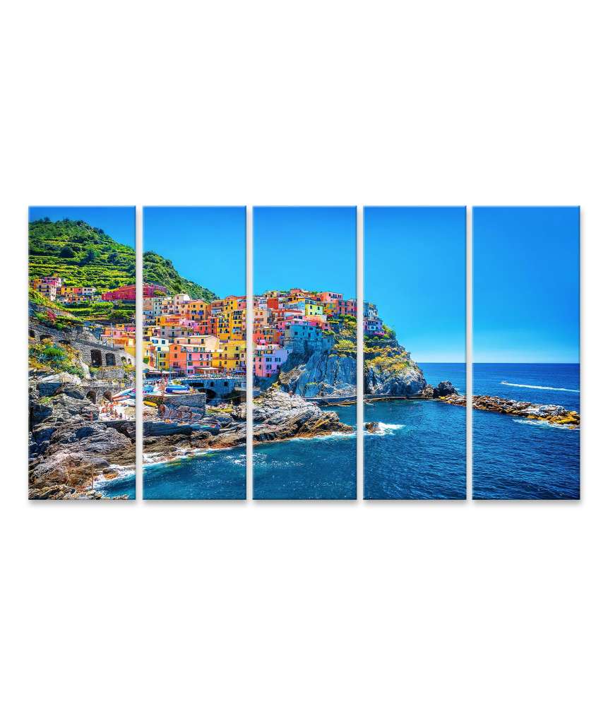 Islandburner Bild auf Leinwand Traditionelle italienische Küstenstadt Cinque Terre als Wandbild