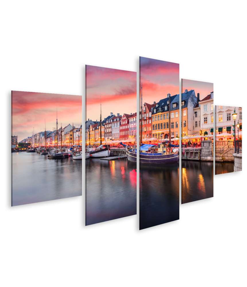 Islandburner Bild auf Leinwand Buntes Wandbild am Nyhavn, Kopenhagen, Dänemark