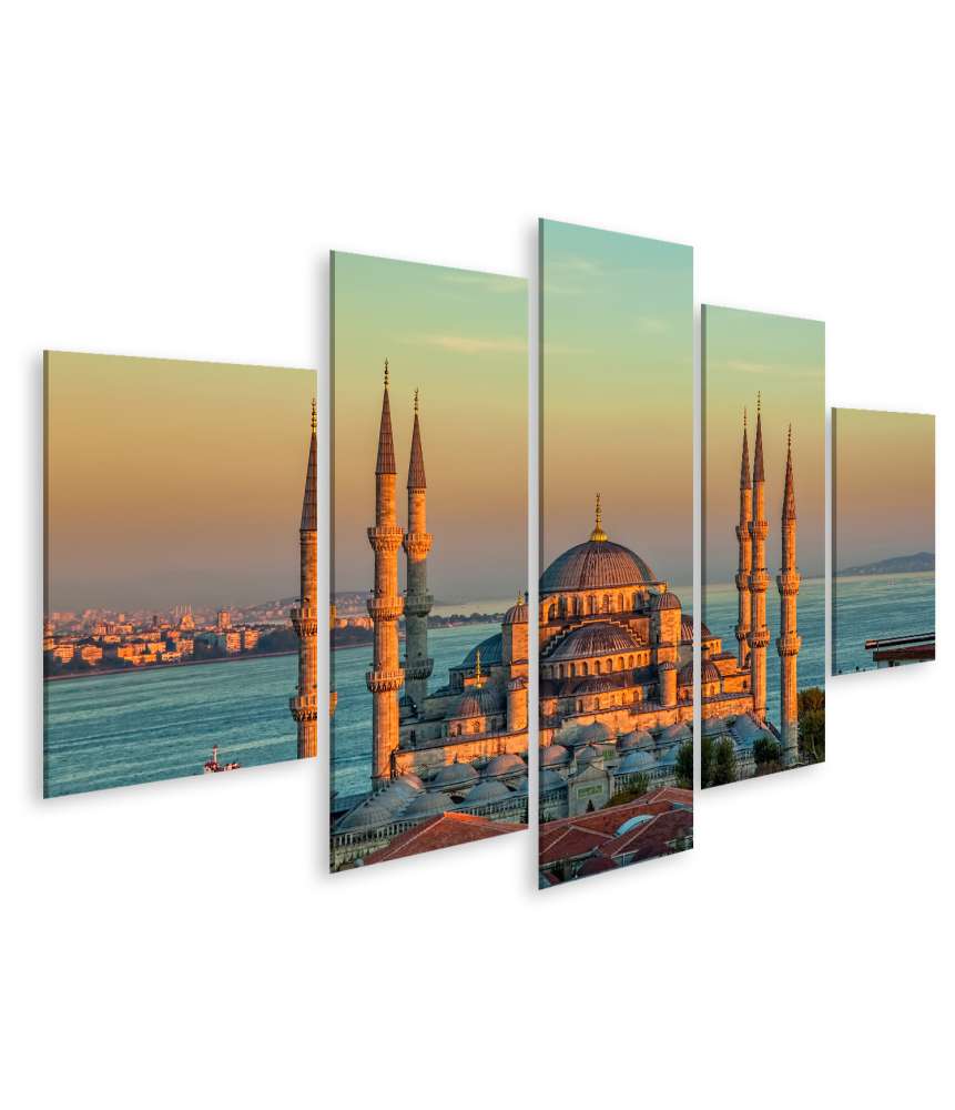 Islandburner Bild auf Leinwand Glorreiches Wandbild der Blauen Moschee in Istanbul von Sultan Ahmed