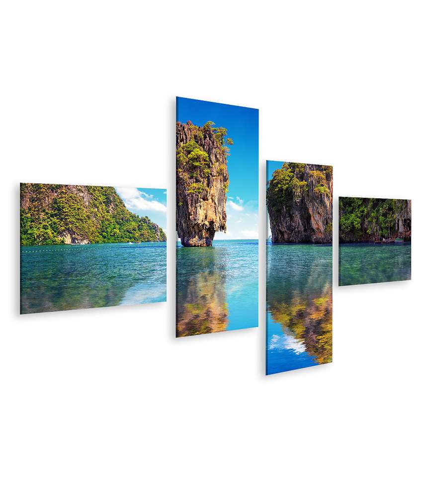 Islandburner Bild auf Leinwand Atemberaubendes Wandbild des Meeres und der Berge, James-Bond-Insel, Thailand