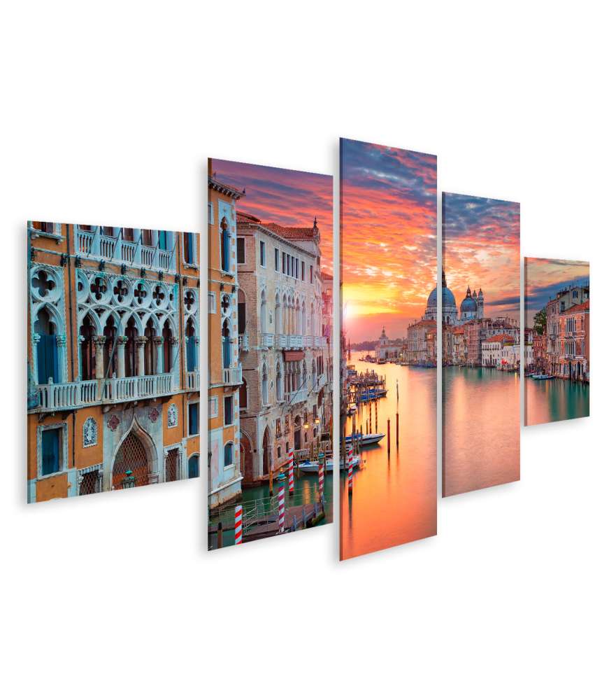 Islandburner Bild auf Leinwand Sonnenlichtbestrahltes Venedig: Canale Grande mit Gondoliere