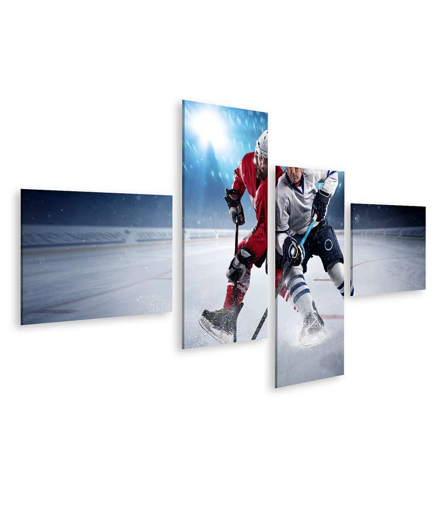 Islandburner Bild auf Leinwand Eishockeyspieler in Aktion mit Puck auf Wandbild