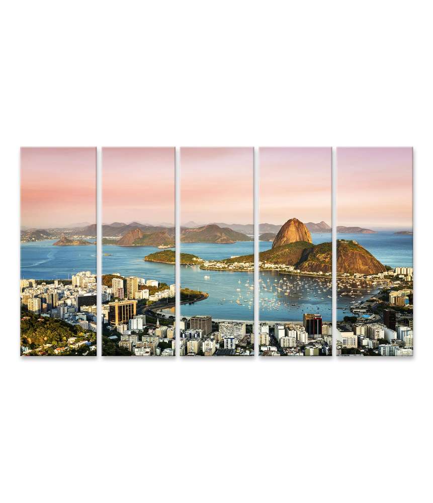 Islandburner Bild auf Leinwand Sonnenuntergang über der Botafogo-Bucht in Rio de Janeiro, Brasilien