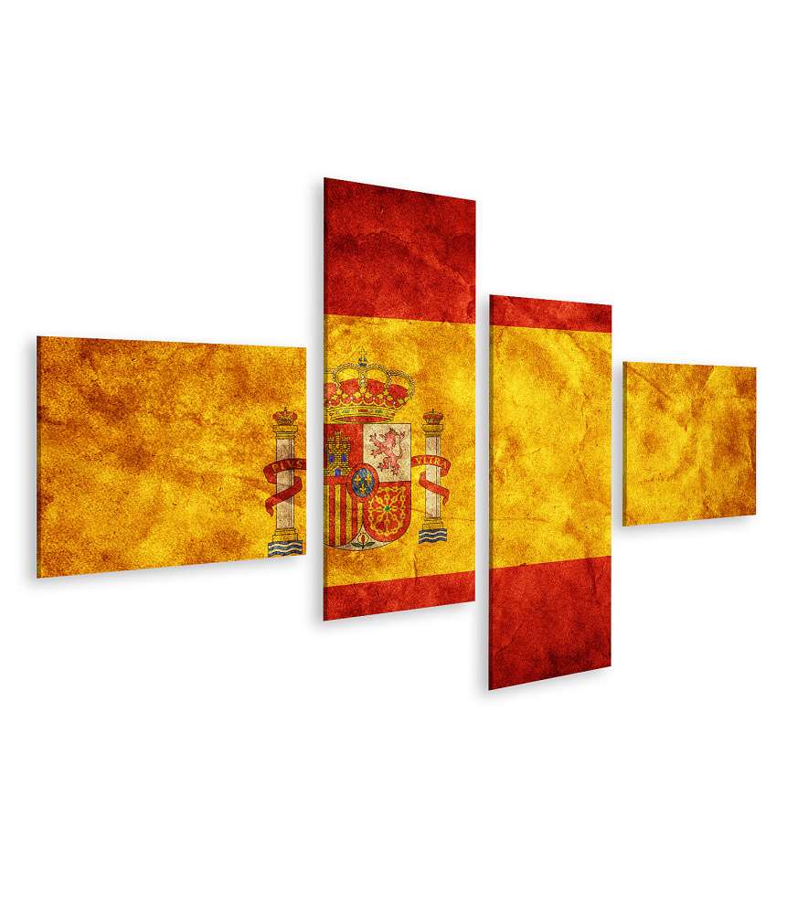 Islandburner Bild auf Leinwand Retro-Stil Wandbild der spanischen Flagge im Vintage-Look