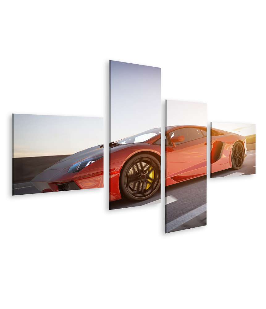 Islandburner Bild auf Leinwand Rot-metallic Ferrari Sportwagen Wandbild