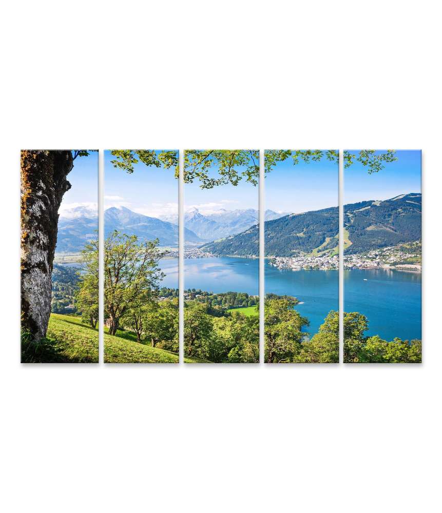 Islandburner Bild auf Leinwand Atemberaubendes Wandbild: Alpenlandschaft & Bergsee in Zell am See, Österreich