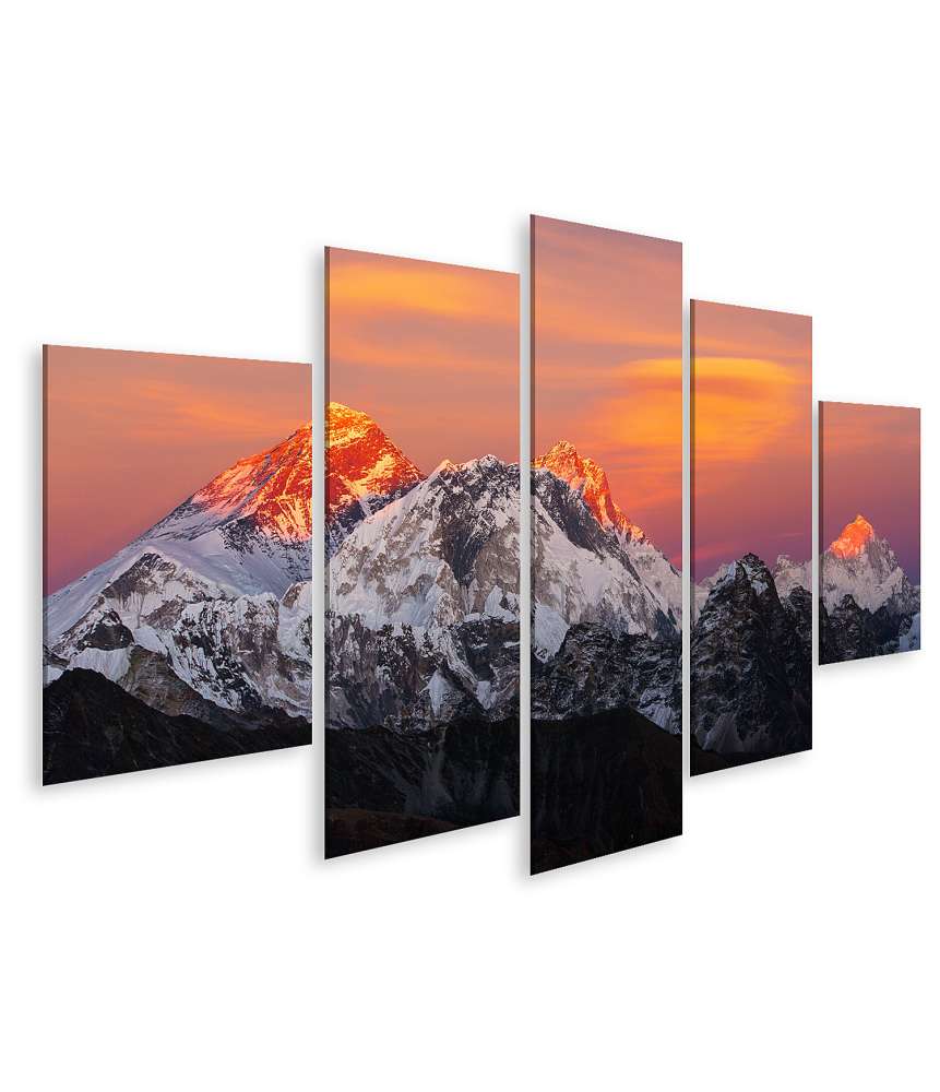 Islandburner Bild auf Leinwand Blick auf den Sonnenuntergang am Mount Everest, Lhotse, Makalu vom Renjo Pass