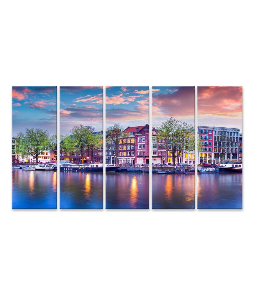 Islandburner Bild auf Leinwand Malerisches Wandbild der Amsterdamer Grachten, Holland