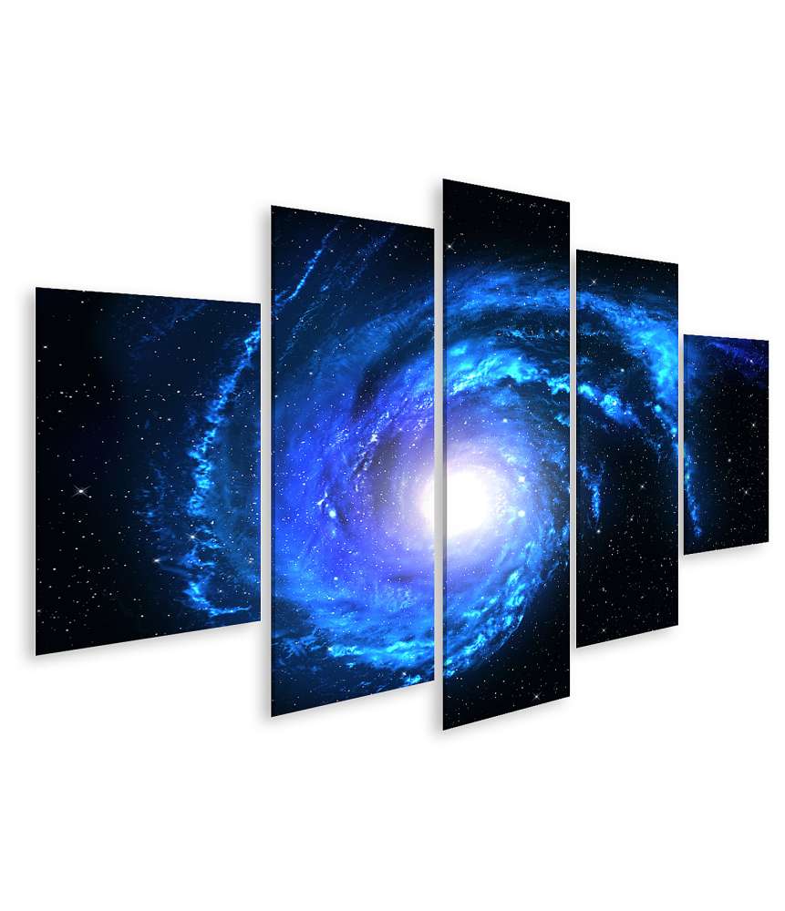 Bild auf Leinwand Sternenspirale in blauer Galaxie des Universums