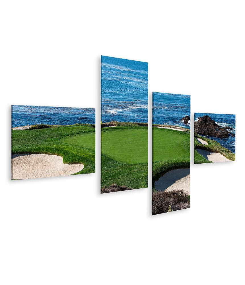 Islandburner Bild auf Leinwand Stilvolles Wandbild vom Pebble Beach Golfplatz für Golf-Enthusiasten