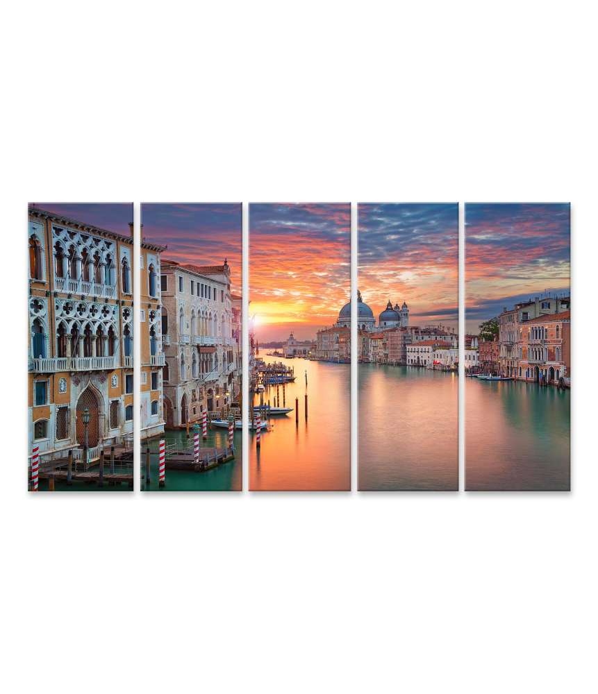 Islandburner Bild auf Leinwand Sonnenlichtbestrahltes Venedig: Canale Grande mit Gondoliere