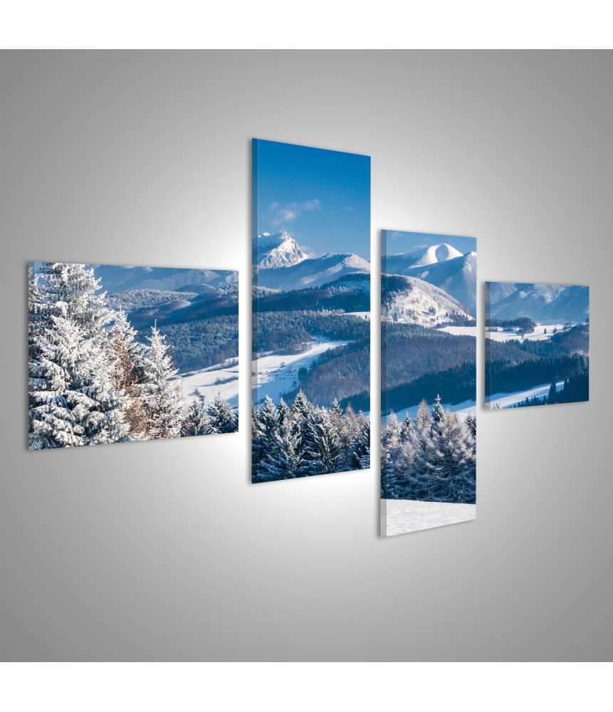 Islandburner Bild auf Leinwand Sonnenbeschienene, verschneite Berglandschaft in der Slowakei als Wandbild