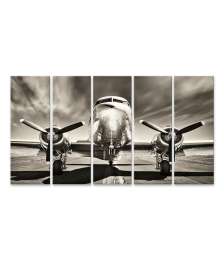 Bild auf Leinwand Monochromes Retro-Wandbild eines Propellerflugzeugs