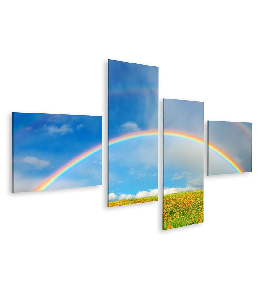 Islandburner Bild auf Leinwand Bunte Regenbogenlandschaft mit blühendem Blumenfeld